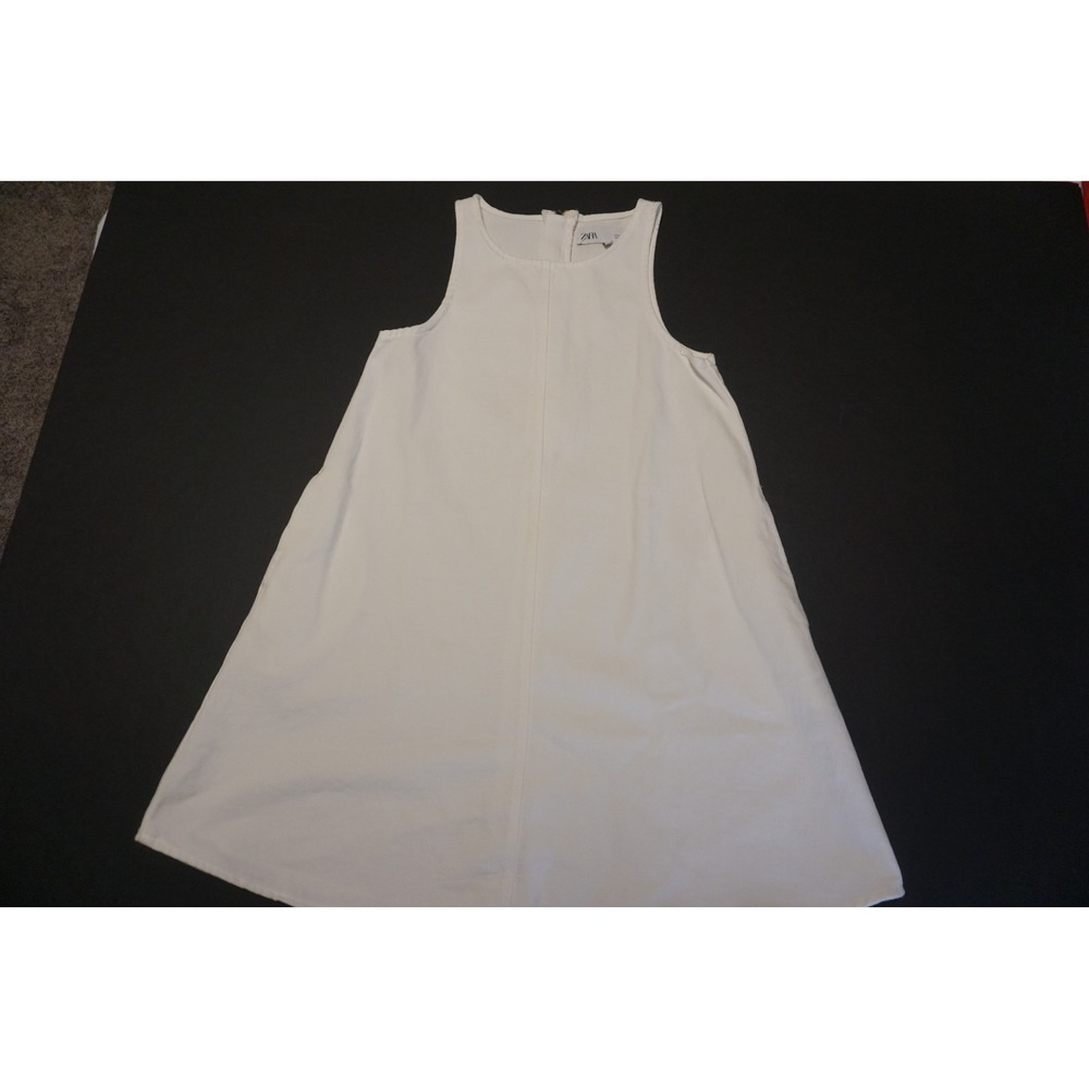 Zara Kids Girls White Denim Shift Dress Sleeveless Size 9 134 CM